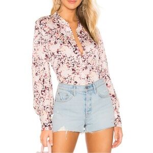 Equipment Femme Boleyn Floral Pink and White Button Down Top Women Size XL